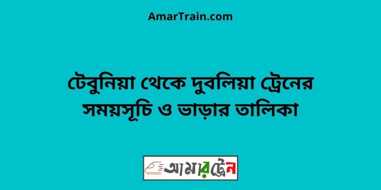 টেবুনিয়া টু দুবলিয়া ট্রেনের সময়সূচী ও ভাড়া তালিকা