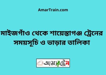 মাইজগাঁও টু শায়েস্তাগঞ্জ ট্রেনের সময়সূচী ও ভাড়া তালিকা